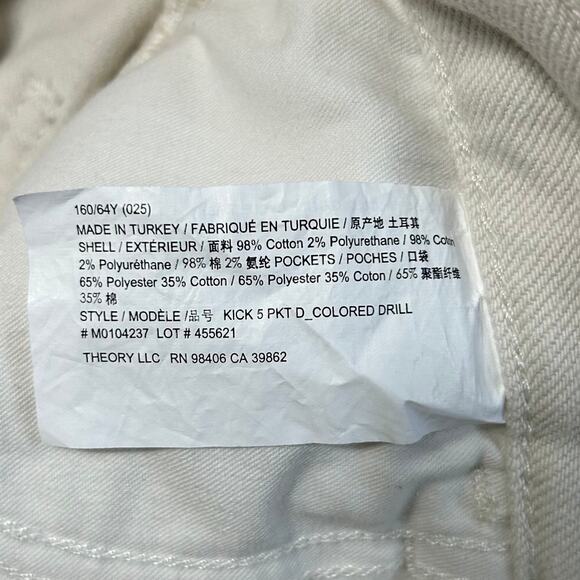 Theory Kick 5 Pocket Flare Jeans NWT Women's Sz 25 Ecru Cotton Retro Neutral - Picture 5 of 6